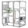 Outdoor Cat House, Diy Cat Enclosure Catio With Double Enter Doors - Light Gray - Image 10