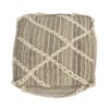 Modern Wool Rope Square Pouf Ottoman Floor Cushion - Gray / Ivory - Image 5