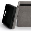 Rockwood - Cube Storage Ottoman With Tray - Distressed Slate Gray - Image 4