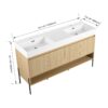 Modern 60" Bathroom Vanity Combo With Single Resin Sink And Storage Cabinet - Oak - Image 3