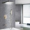 Luxury Bathroom Shower System With 12" Rain Shower Head Handheld Mixer - Brushed Gold - Image 4