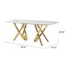 Marble Pattern Dining Table With Stainless Steel Base, Rectangular, Seats 6 Or 8 - Gold - Image 3