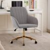 Adjustable Office Chair, Ergonomic Swivel Chair Velvet, Comfortable For Long Sitting - Gray - Image 10