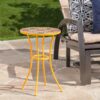 Outdoor Side Table With Tile Mosaic Table Top - Yellow - Image 9