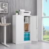 Metal Storage Cabinet With Locking Doors And Adjustable Shelf, Folding Filing Storage Cabinet, Folding Storage Locker Cabinet For Home Office, School, Garage - White - Image 5