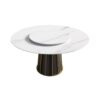 59.05" Modern Artificial Stone Round Panel Metal Iron Base Dining Table, Can Accommodate 8 People Artificial Stone Turntable (Not Including Chairs) - White / Black - Image 4