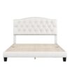 Queen Upholstered Platform Bed With Saddle Curved Headboard And Diamond Tufted Details - Beige - Image 4