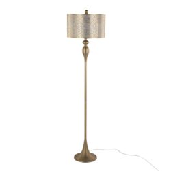 Ashland - Contemporary Floor Lamp With Laser Cut - Gold / Off White