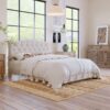 Queen Upholstered Platform Bed With Saddle Curved Headboard And Diamond Tufted Details - Beige - Image 10