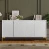 Multi Functional Storage Cabinet, 4 Door Sideboard With Unique Texture, Adjustable Shelves - White - Image 2