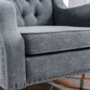 Accent Chair, Living Room Chair, Footrest Chair Set With Vintage Brass Studs, Button Tufted Upholstered Armchair For Living Room, Comfy Reading Chair For Bedroom, Reception Room - Gray - Image 9