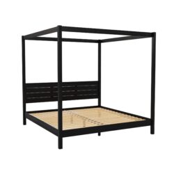 King Canopy Bed Frame Modern Minimalist Boho - Black