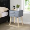 Side Table With 2 Drawer, Mid-Century Modern Storage Cabinet For Bedroom - Gray - Image 10