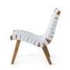 Outdoor And Rope Weave 3 Piece Chat Set - White / Teak - Image 7