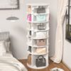 6 Tier Spinning Shoe Rack, Free Standing, 360° Revolving Shoe Organizer - White - Image 8