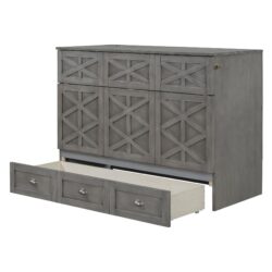 Full Size Murphy Bed With Large Drawers And USB Ports - Brushed Gray