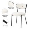 Boucle Modern Kitchen Dining Chair With Bentwood Ash Veneer Back And Black Metal Legs, (Set of 2) - Cream - Image 7