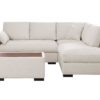 Joshua - Woven Fabric Sectional Sofa With Right Facing Chaise and Console Ottoman - Beige - Image 3