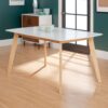 Contemporary Solid Wood Two Tone Dining Table - White - Image 4