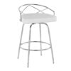 Charlotte - Glam Glam / Art Deco Fixed Height Counter Stool With Swivel With Round Footrest (Set of 2) - Chrome / White - Image 2