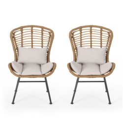 Calypso - Outdoor Chair With Water Resistance Cushion And Iron Frame - Beige
