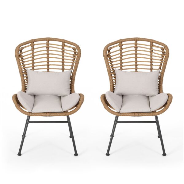 Calypso - Outdoor Chair With Water Resistance Cushion And Iron Frame - Beige