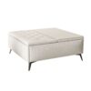 Modern Wood And Fabric Square Storage Ottoman Coffee Table With Lift - Top Design - Upholstered Bench For Living Room Organization - Beige - Image 7