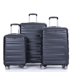 3 Piece Luggage Sets Pc Lightweight & Durable Expandable Suitcase With Two Hooks, Double Spinner Wheels, Tsa Lock, (21/25/29) - Black