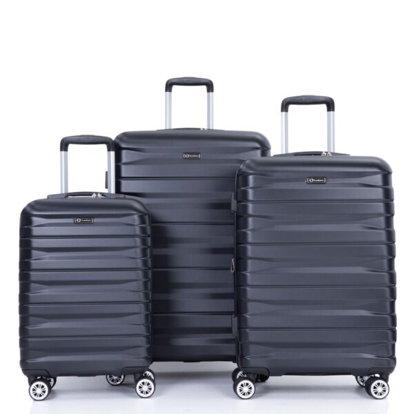 3 Piece Luggage Sets Pc Lightweight & Durable Expandable Suitcase With Two Hooks, Double Spinner Wheels, Tsa Lock, (21/25/29) - Black