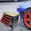 4 Drawers Multifunctional Tool Cart With Wheels And Wooden Top - Black / Red - Image 10
