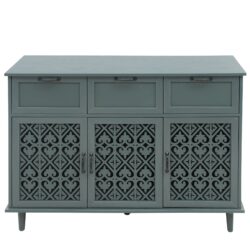 3 Door 3 Drawer Cabinet, American Furniture, Suitable For Bedroom, Living Room, Study - Dark Green
