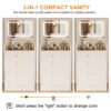 Compact 3 In 1 Vanity Desk With Open Top Mirror, Glass Desktop, 5 Height - White - Image 10