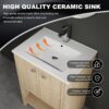 Modern 24" Freestanding Bathroom Vanity With Ceramic Sink And Soft Closing Doors - Oak - Image 9