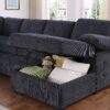 Nyhan - Upholstered Corner Sectional With Pull Out Loveseat And Storaged Chaise - Dark Gray - Image 3