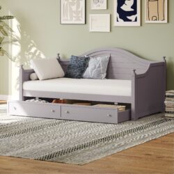 Twin Size Daybed With 2 Storage Drawers, Sofa Bed With Handrail For Living Room Bedroom - Light Gray