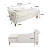 Chaise Lounge Indoor, Velvet Lounge Chair For Bedroom With Storage & Pillow, Modern Upholstered Rolled Arm Chase Lounge For Sleeping With Nailhead Trim For Living Room Bedroom Office - Beige - Image 3