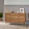 Boho Handcrafted 3 Door Sideboard, Carved Texture & Artisanal Charm - Natural - Image 2