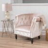 Celestialis - Upholstered Velvet Club Chair With Tub Design And Rolled Recessed Armrests - Champagne - Image 2