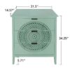 3 Drawer Storage Cabinet With Hollow Carved Design And Metal Handles, Chest For Entryway, Living Room Or Bedroom - Light Green - Image 3