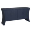 Refined Industrial 4 Door Credenza With Wooden Arc Legs & Bronze Clasps, Advanced Storage Design - Navy Blue - Image 9