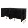Carved 4 Door Sideboard, Sideboard Buffet Cabinet With Storage, Modern Coffee Bar Cabinet With Adjustable Shelf For Living Room, Dining Room, Kitchen - Black - Image 14