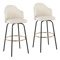 Ahoy - Contemporary Fixed Height Bar Stool Round Footrest (Set of 2) - Cream / Black
