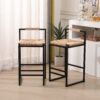 Water Hyacinth Woven Bar Stools With Back Support, Counter Height Dining Chairs (Set of 2) - Natural - Image 2