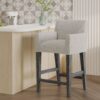 Charmed Upholstered Counter Stool With H Frame Base And Round Arms - Light Gray - Image 10