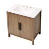 Bathroom Vanity With Single Sink, Combination Under Counter Sink, Bathroom Storage Cabinet With Soft Closing Door, Multi-Function Storage, Solid Wood Frame - Light Brown - Image 15