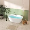 Acrylic Freestanding Soaking Bathtub With Classic Slotted Overflow And Toe-Tap Drain In Chrome, Cupc C Ertified, 02138 - Glossy White - Image 4
