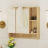 Wall Mounted Bathroom Storage Cabinet With Mirror Door, Medicine Cabinet, Over The Toilet Storage Cabinet With Shelves And Towel Rack - Burly Wood - Image 6