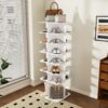 7 Tier Square Rotating Shoe Rack Tower With 360° Spinning Organizer - White - Image 2