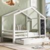 Twin House Bed With Blackboard And Drawers, 2 Assembly Options - White - Image 16