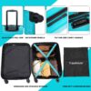 20" Carry On Luggage Lightweight Suitcase, Spinner Wheels - Turquoise - Image 6